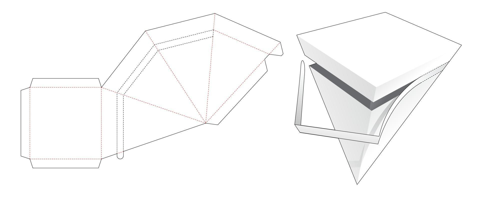 Zipping pyramid box die cut template vector