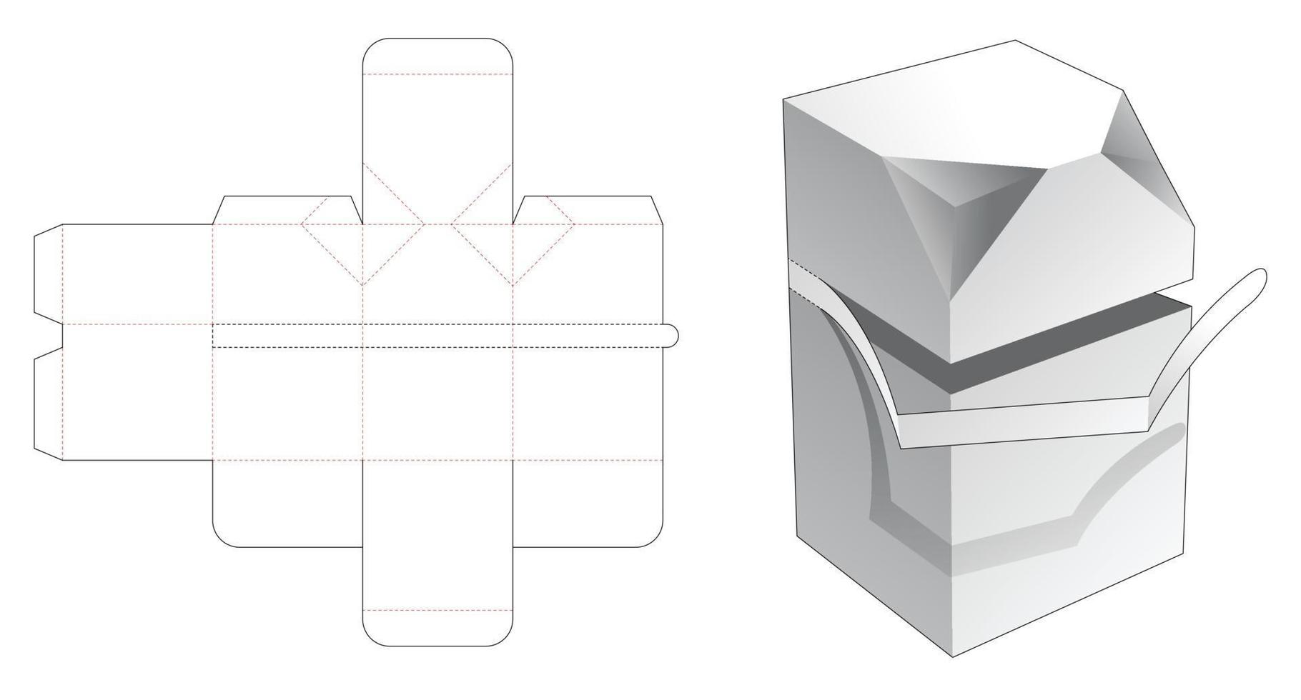 Zipping 2 chamfered box die cut template vector