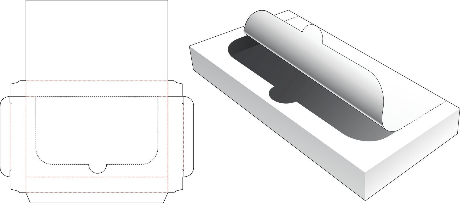 Plantilla troquelada de embalaje rectangular de estaño con cremallera vector