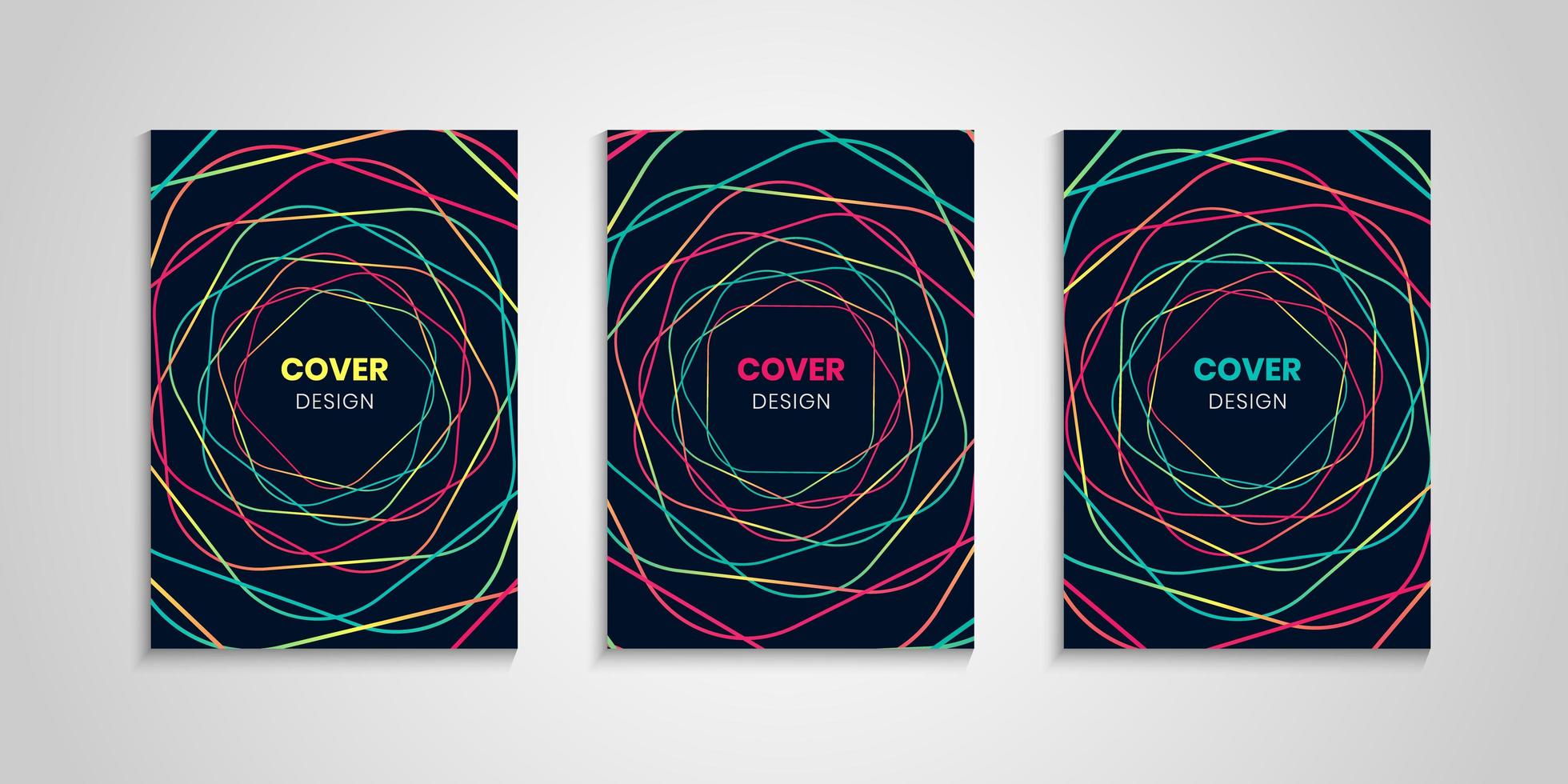 Abstract Cover Collection With Colorful Wavy Lines vector