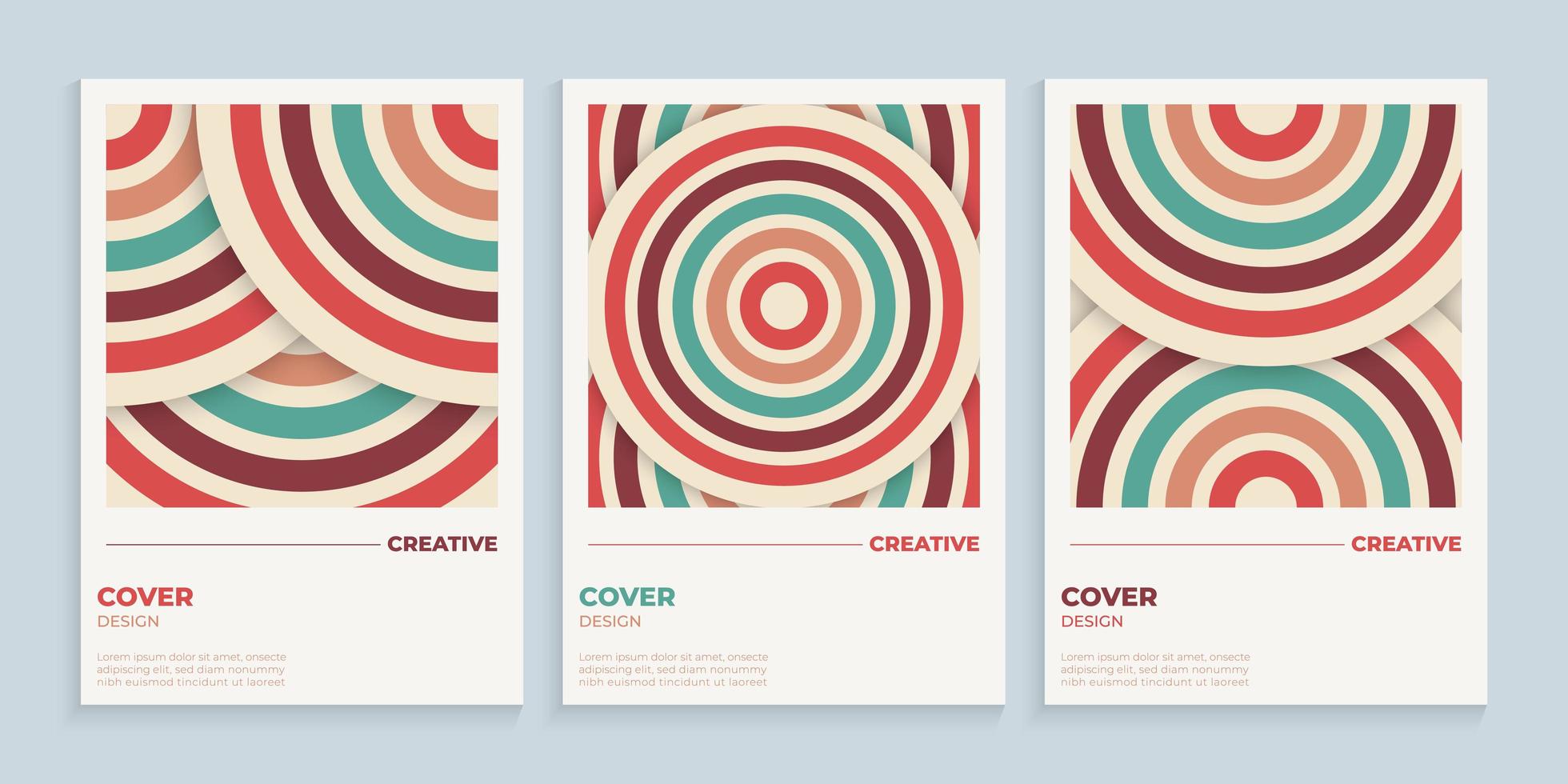 Abstract retro circles cover design with vintage colors vector