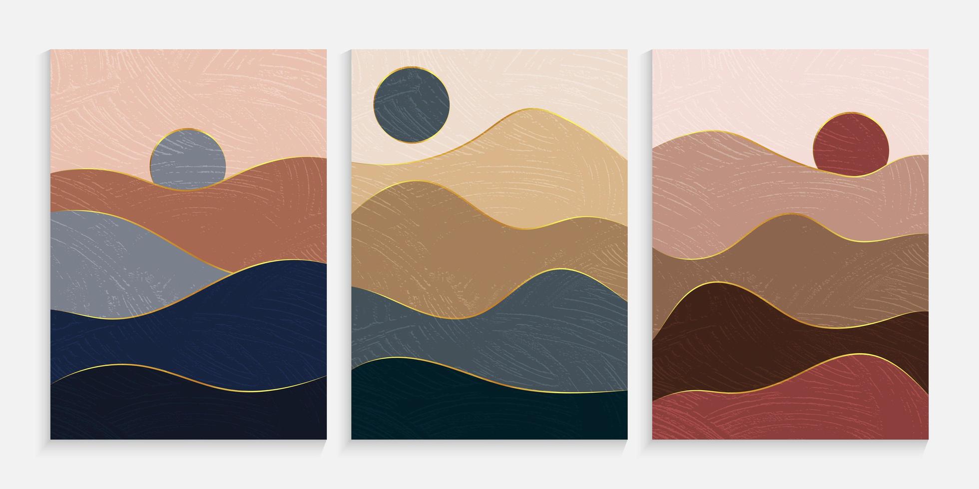 Creative minimalist landscape hand painted poster vector
