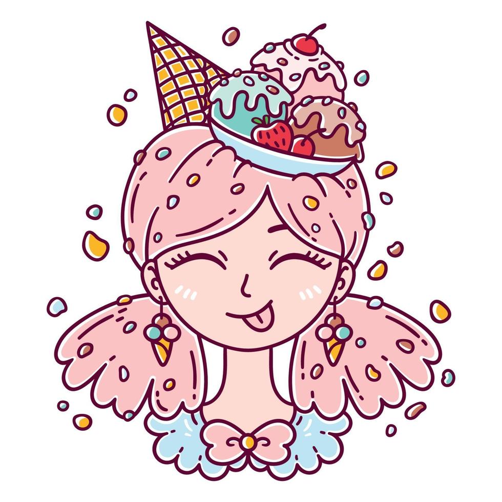 Ice Cream Girl Vector Art At Vecteezy