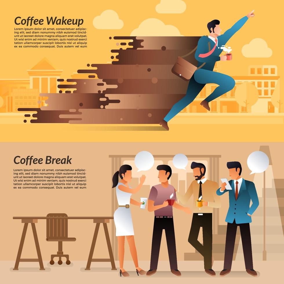 Empresarios disfrutando del café para energía y socialización. vector