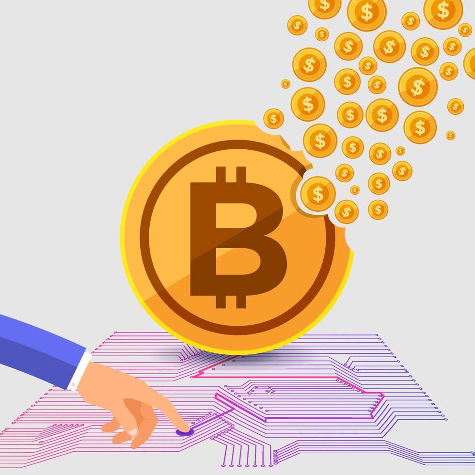 concepto de diseño plano criptomoneda bitcoin vector