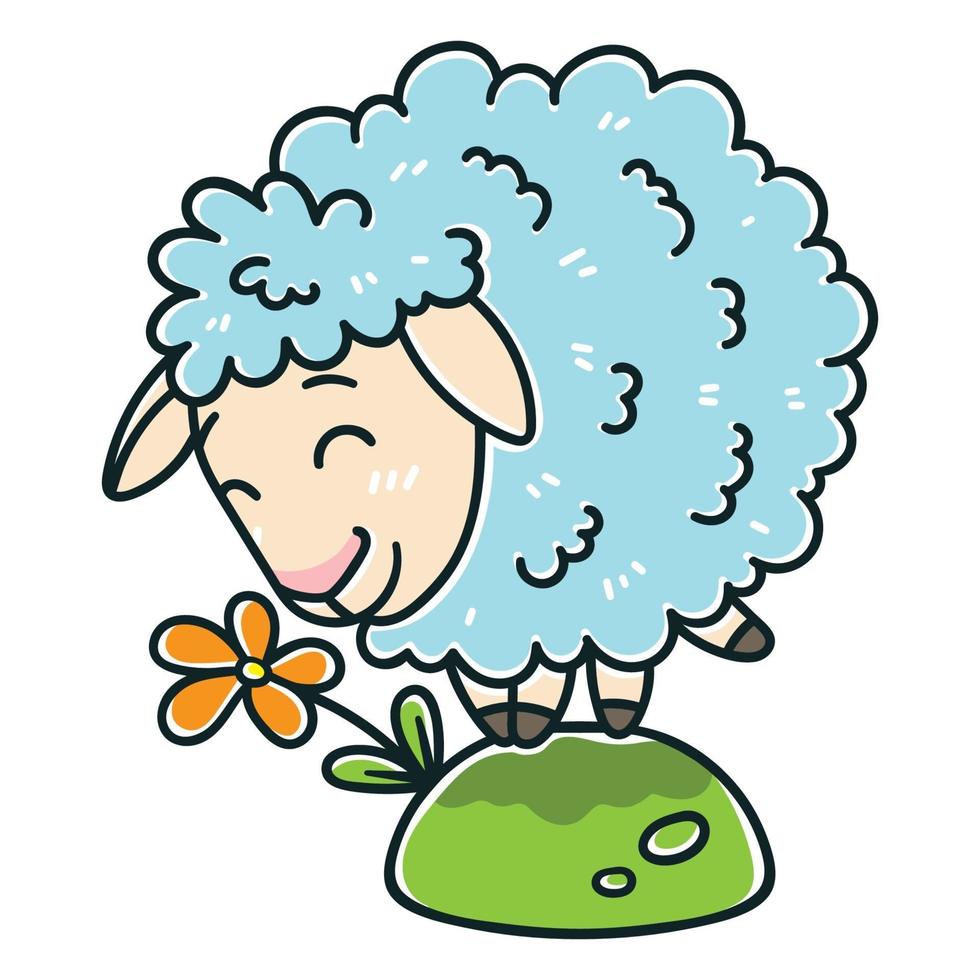 oveja con una flor. vector