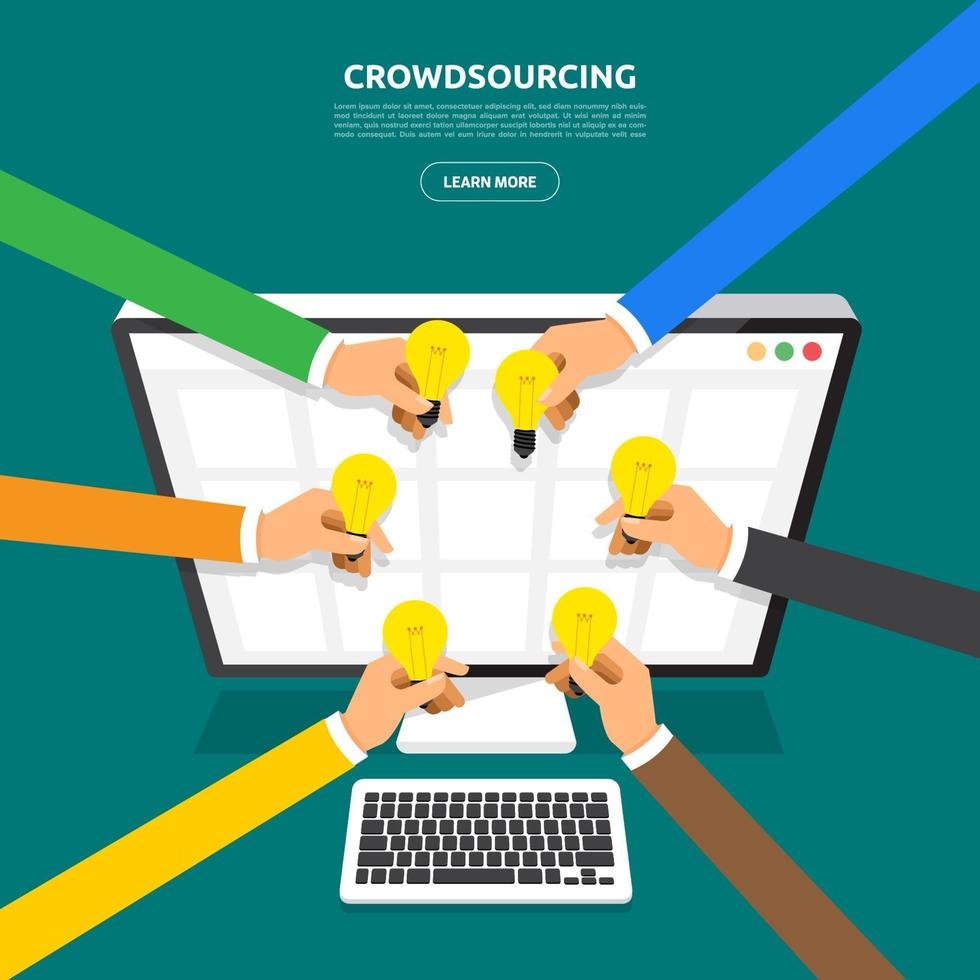 Flat design concept crowdsourcing vector