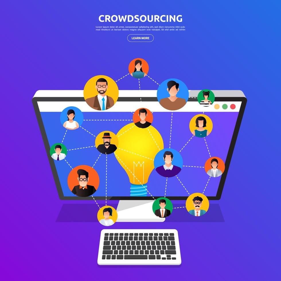 Flat design concept crowdsourcing vector