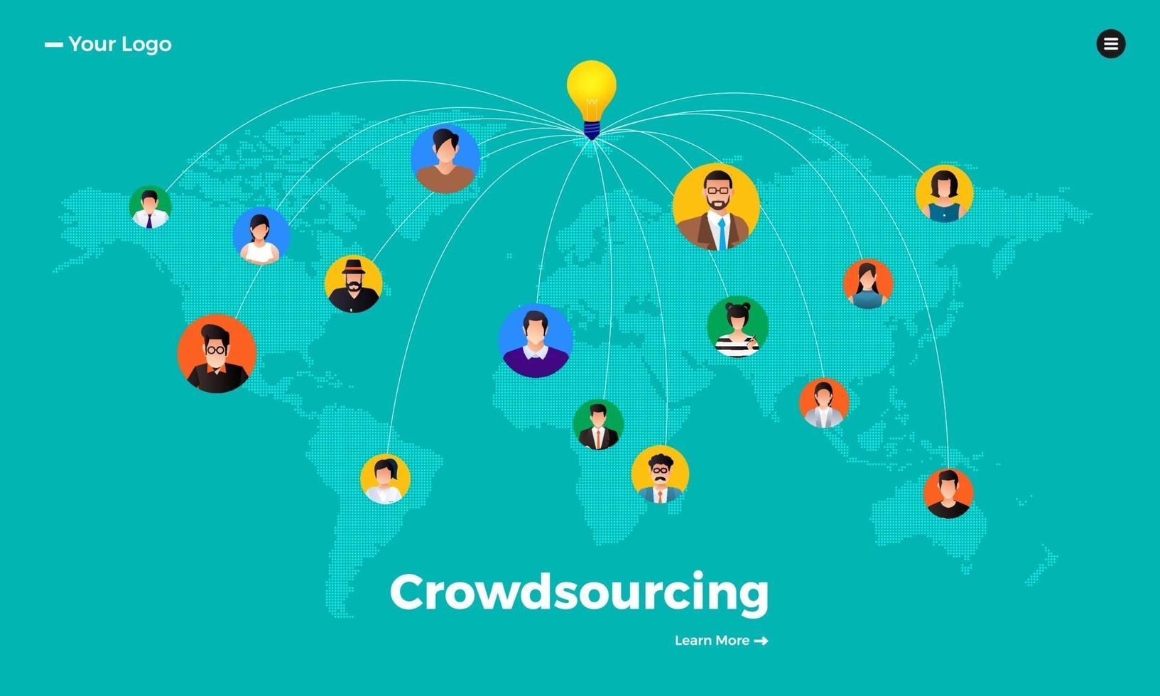 Flat design concept crowdsourcing vector