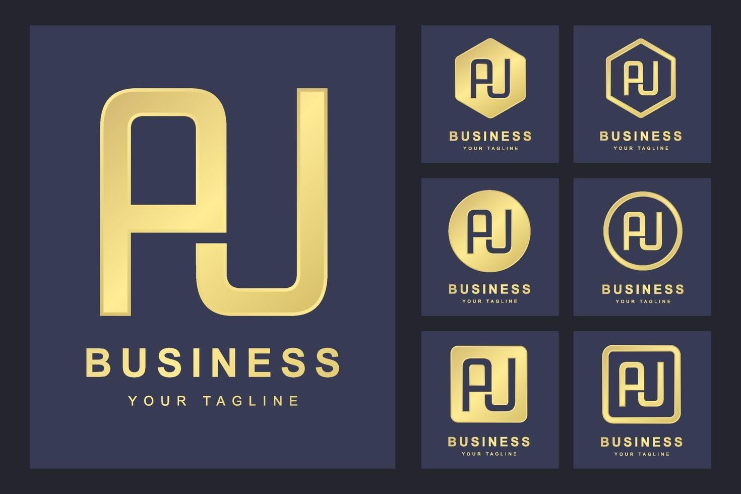 Set of Abstract Initial Letter A U, Golden Logo Template. Logo for Business, Personal, Organization. vector