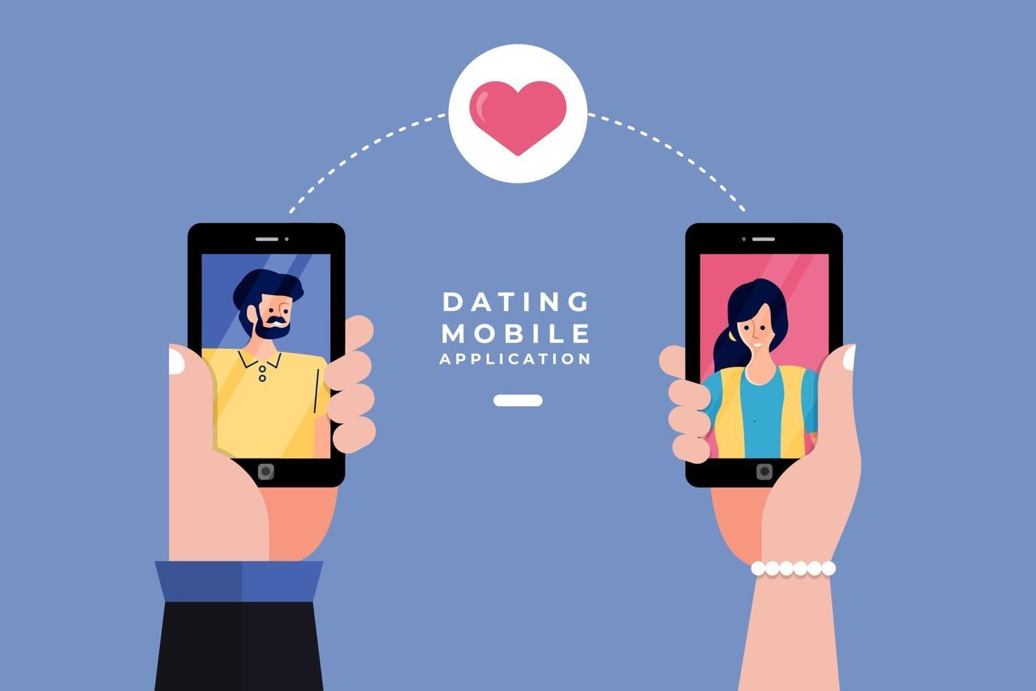 Online Dating App on Mobile Phone vector