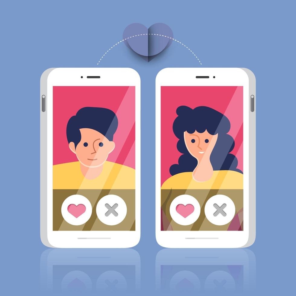 Online Dating App on Mobile Phone vector