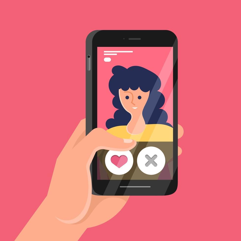 Online Dating App on Mobile Phone vector