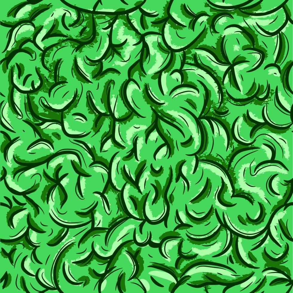 Green seamless pattern of a zombie brain for Halloween. Repetitive background with anatomical and seasonal motifs. Scary vector art of a human organ.