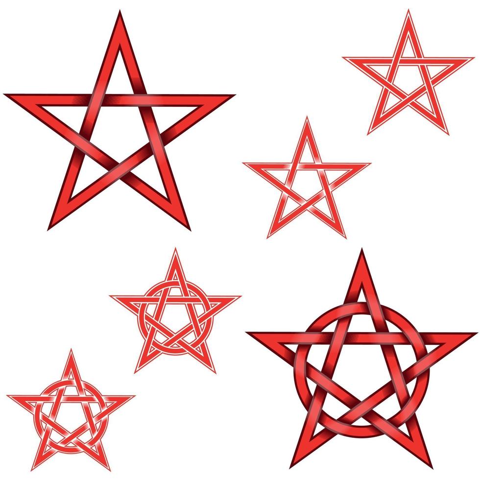 Vector design of intertwined pentagram stars