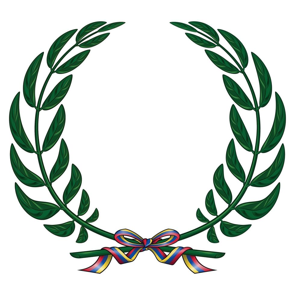 Vector design of olive wreath tied with a ribbon in the colors of the Venezuelan flag.