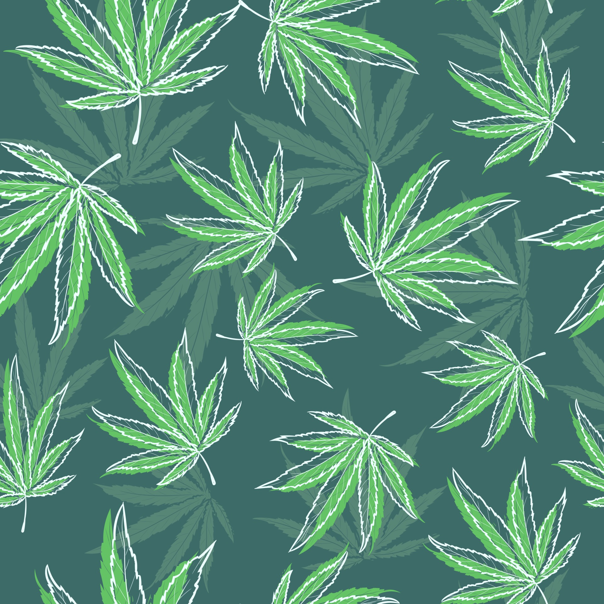 Green seamless pattern with medical herbs. Repetitive background with