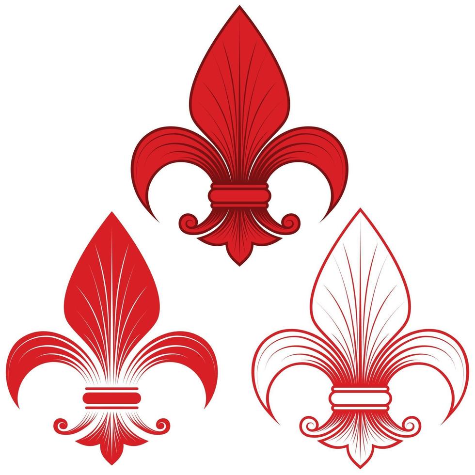 Vector design of red Liz flowers in three graphic styles