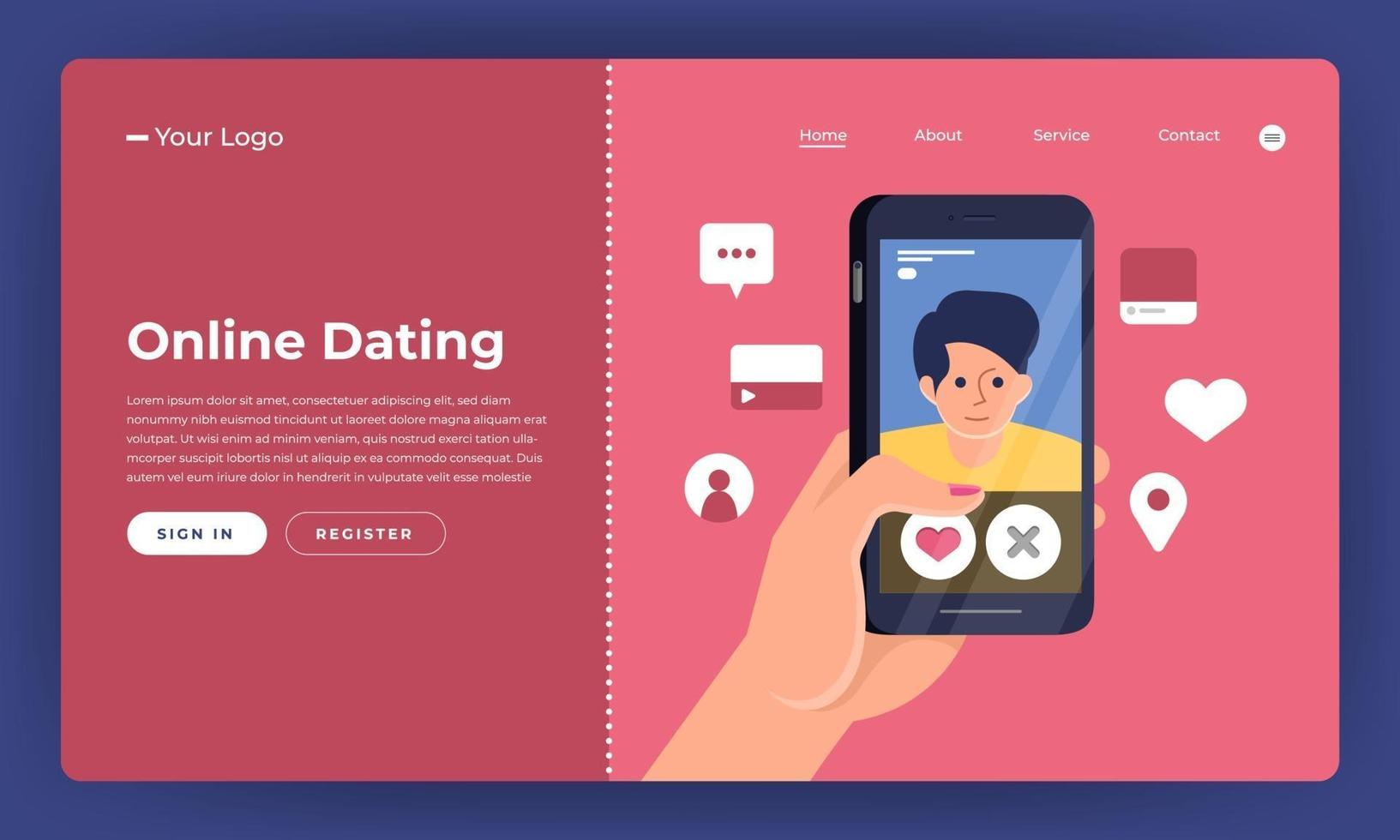 Online Dating App on Mobile Phone vector