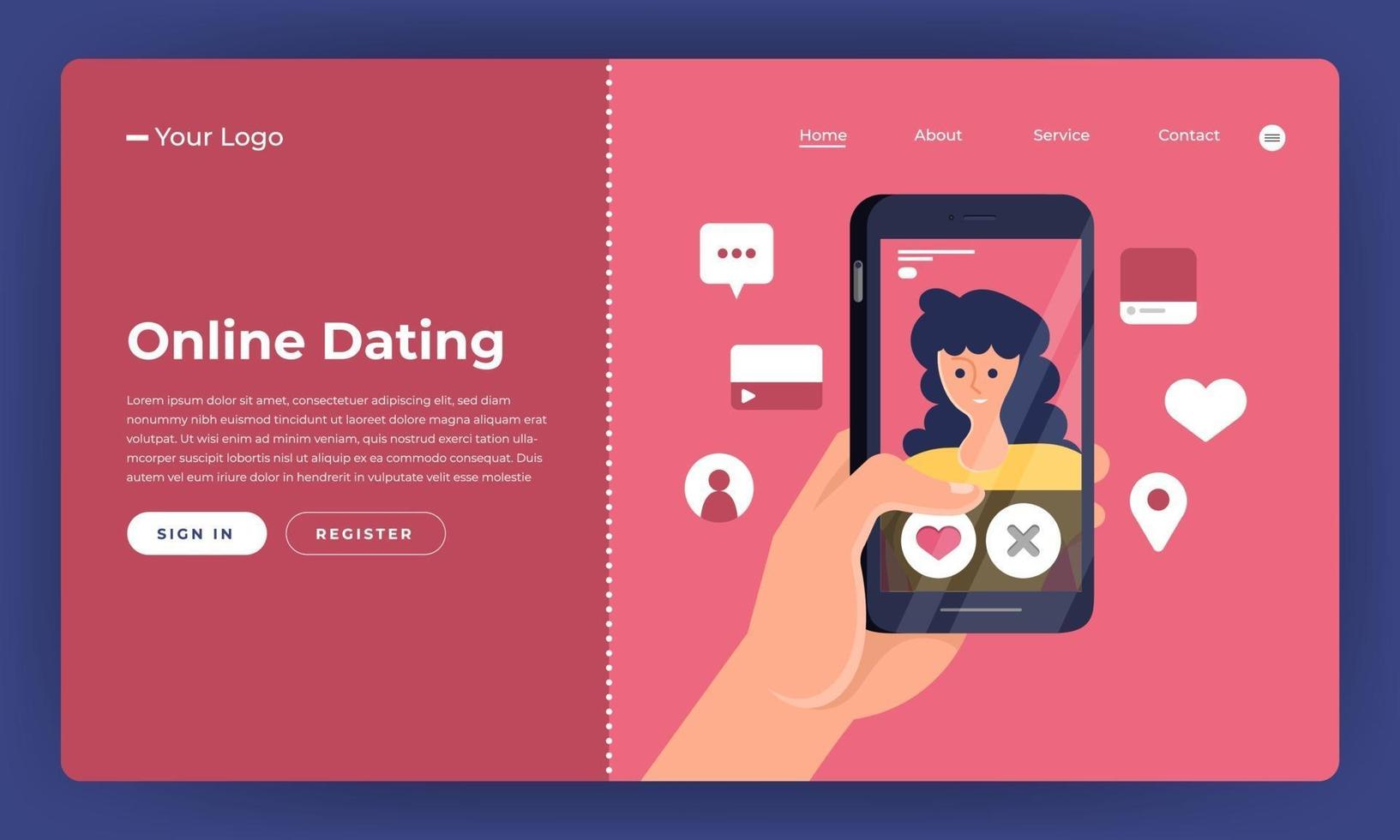 Online Dating App on Mobile Phone vector