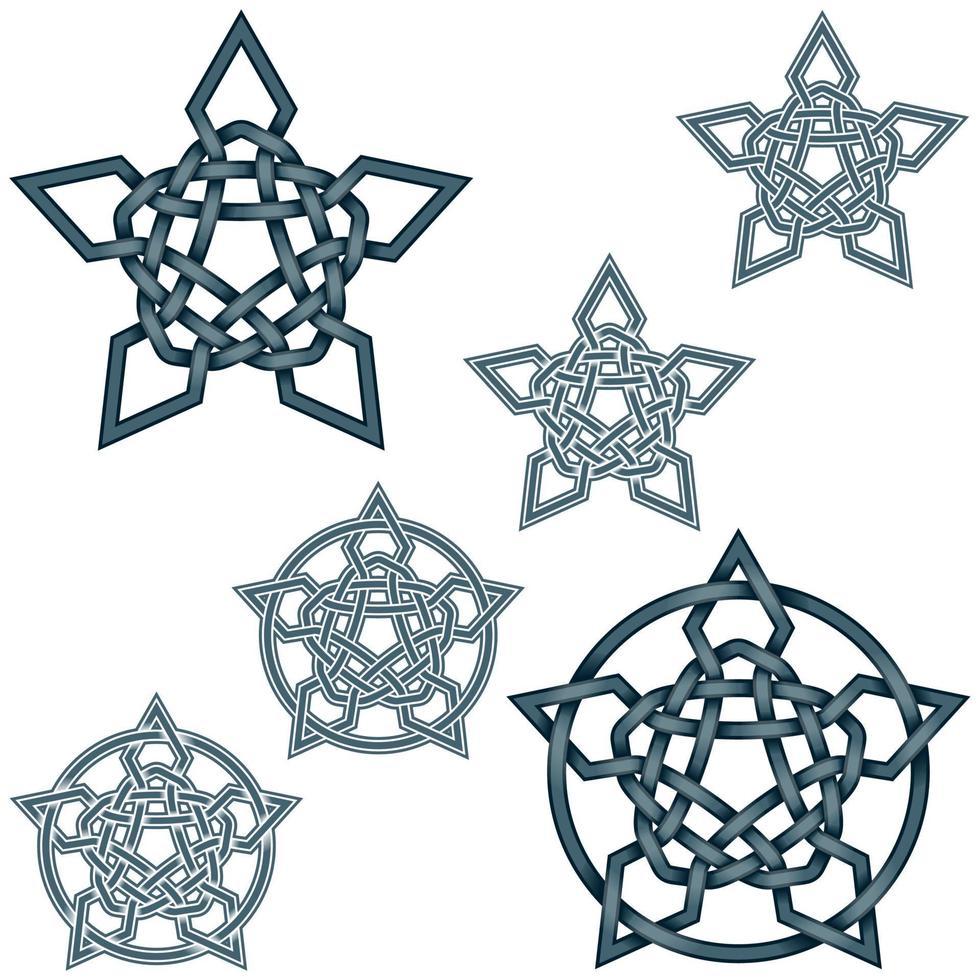 Interlocking stars design in Celtic style vector