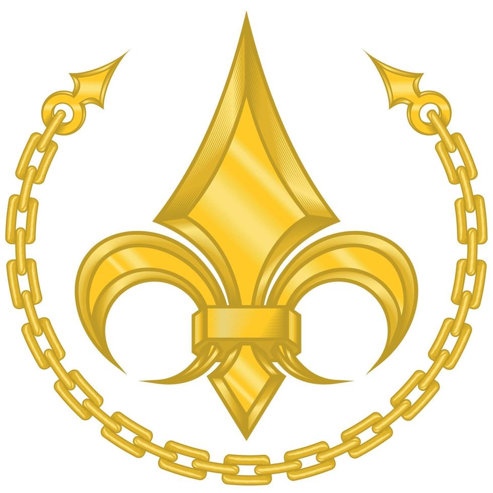 Vector design of liz flower in metallic style surrounded by a gold colored chain