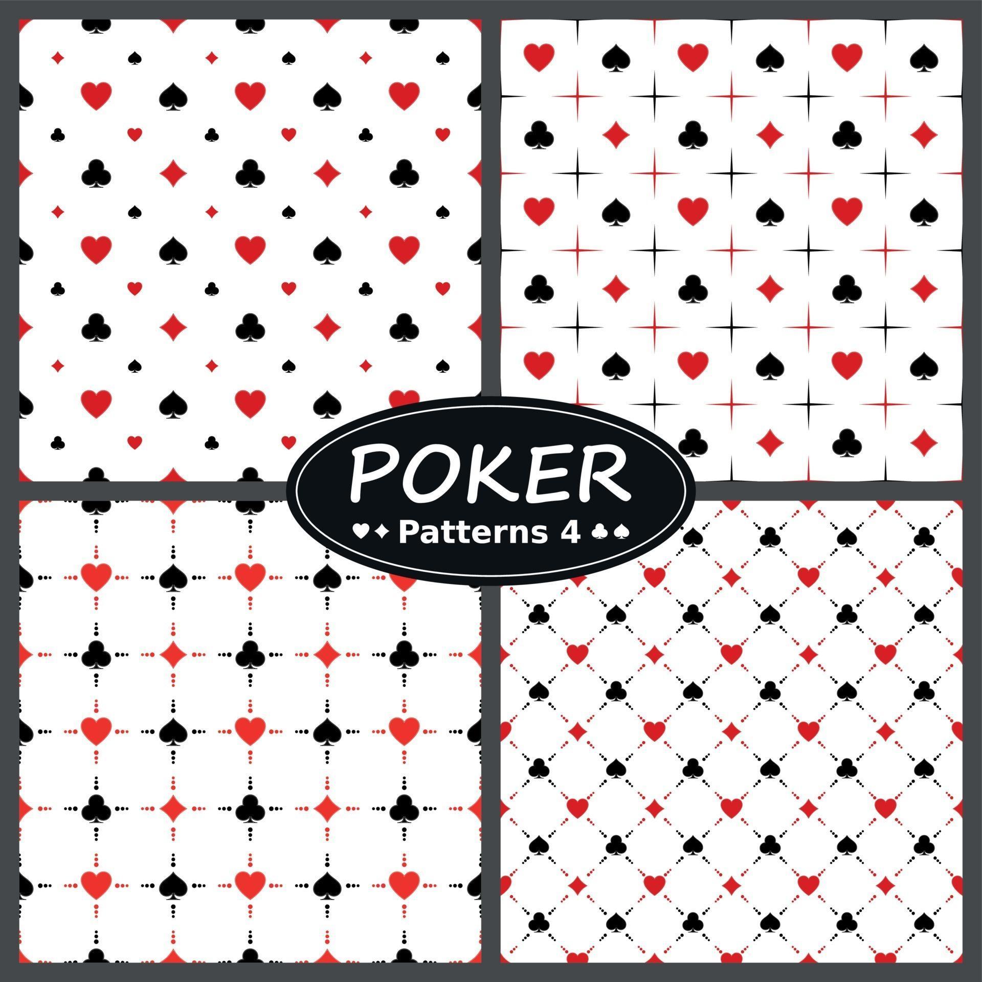 Vector design, four poker patterns, with the heart, diamond, ace