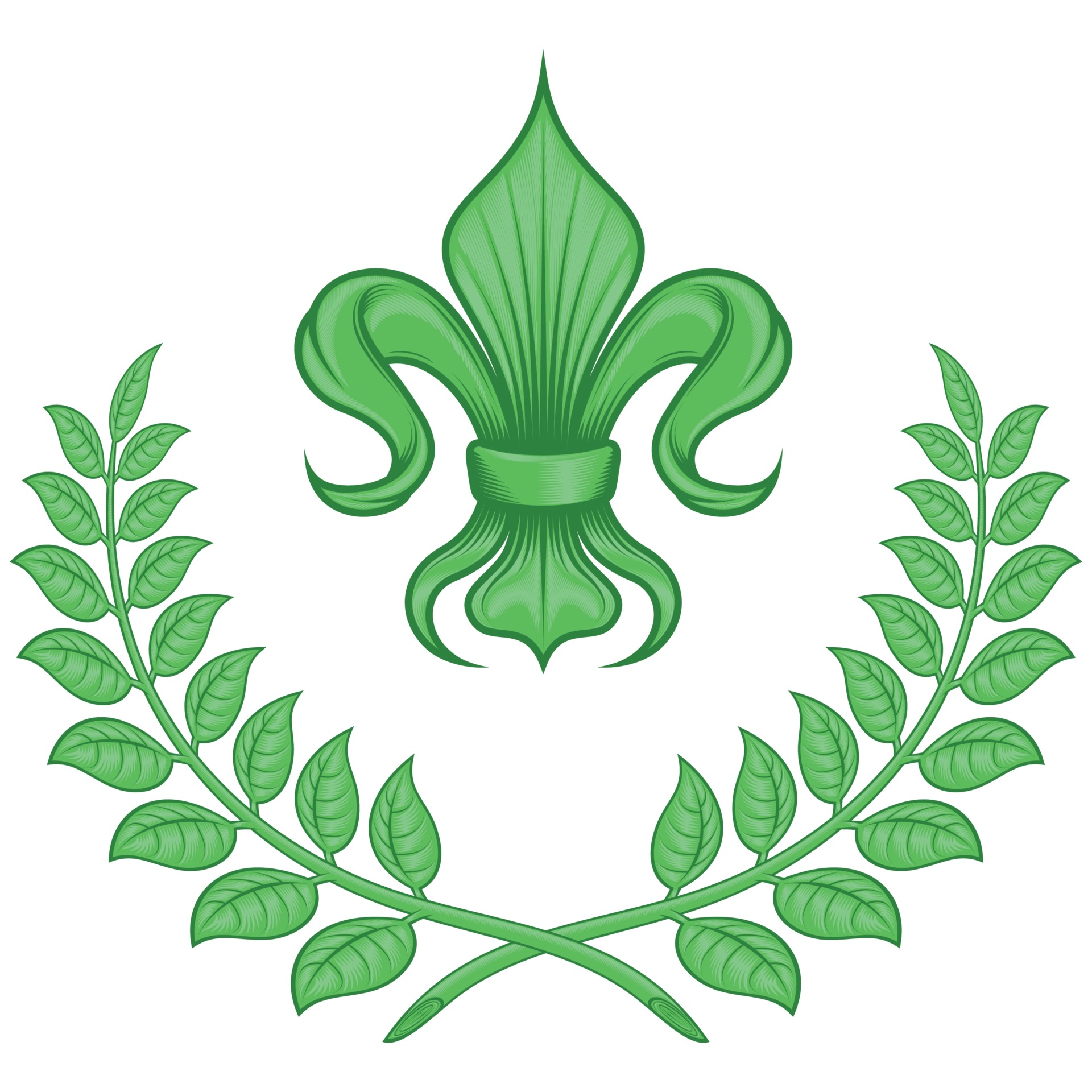 Vector design of liz flower with laurel wreath, symbol used in medieval