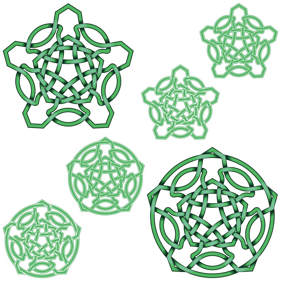 Interlocking five-pointed star design in Celtic style vector