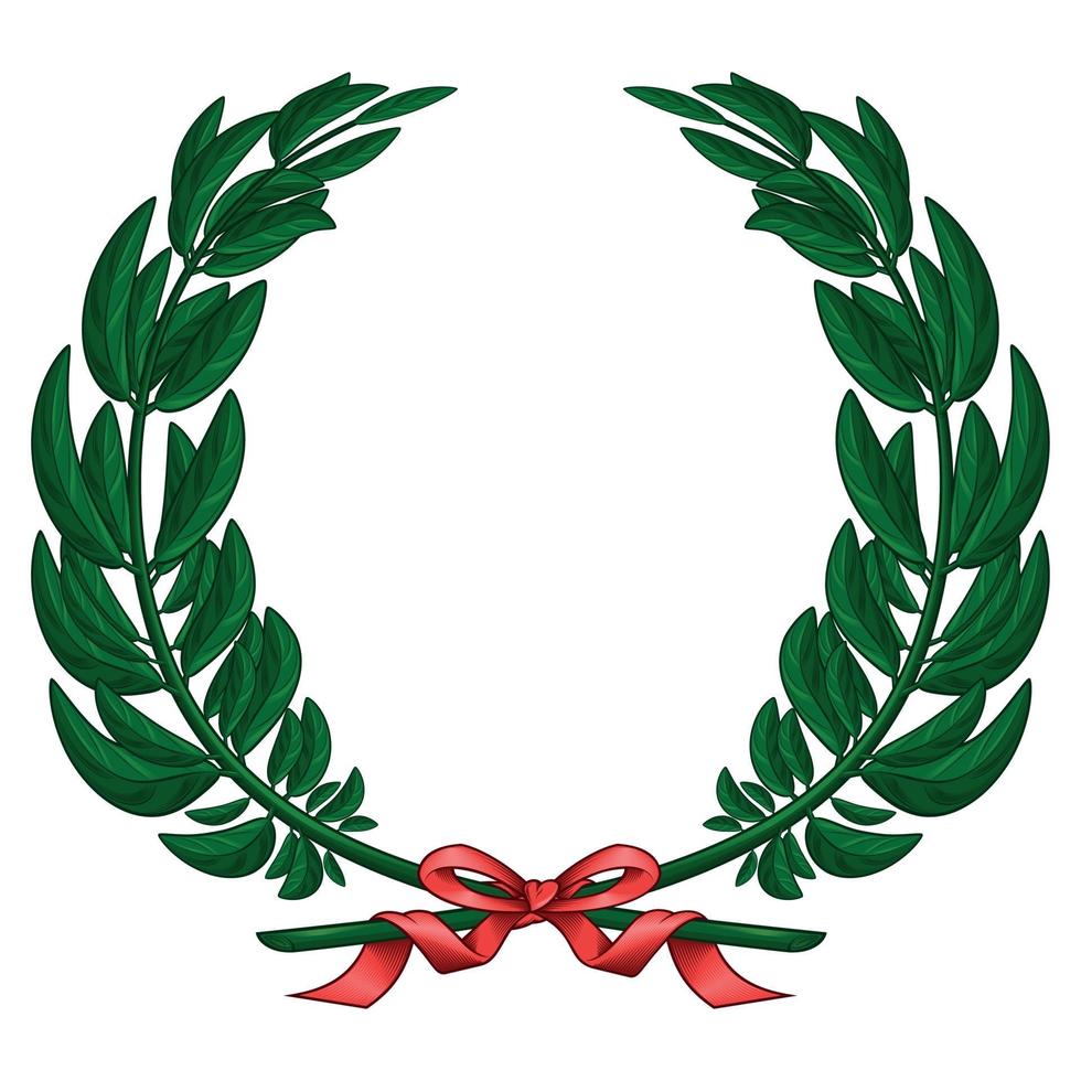 Ilustración de corona de olivo atada con cinta roja vector