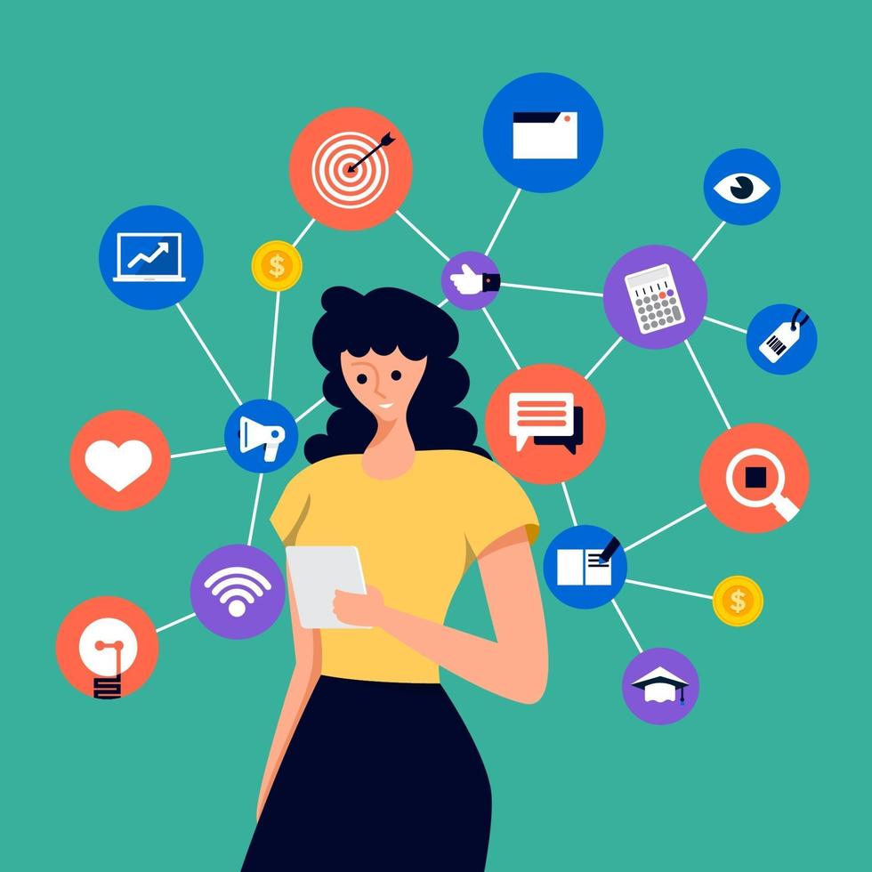 People enjoying digital technology vector