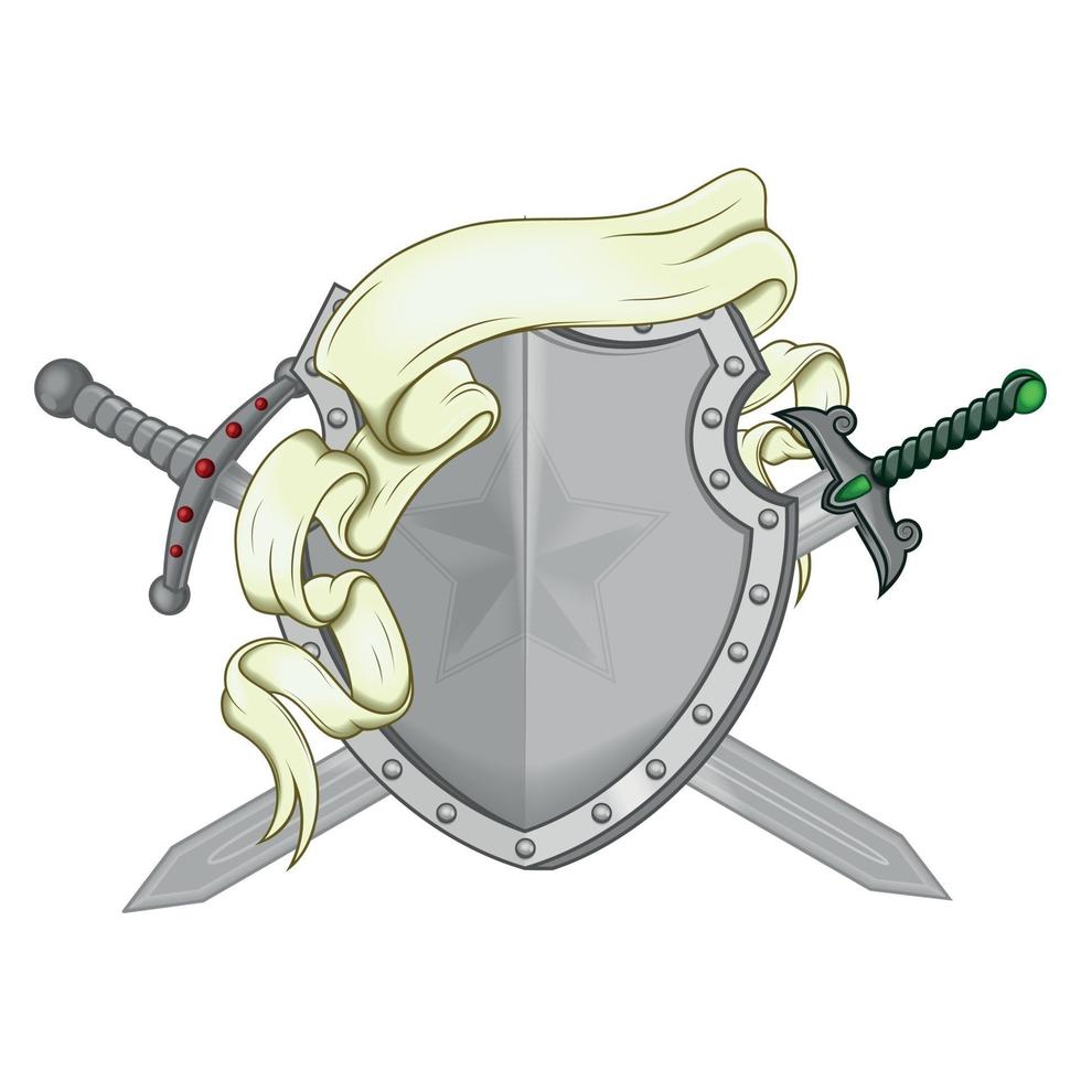 Vector design of coat of arms with ribbon and sword