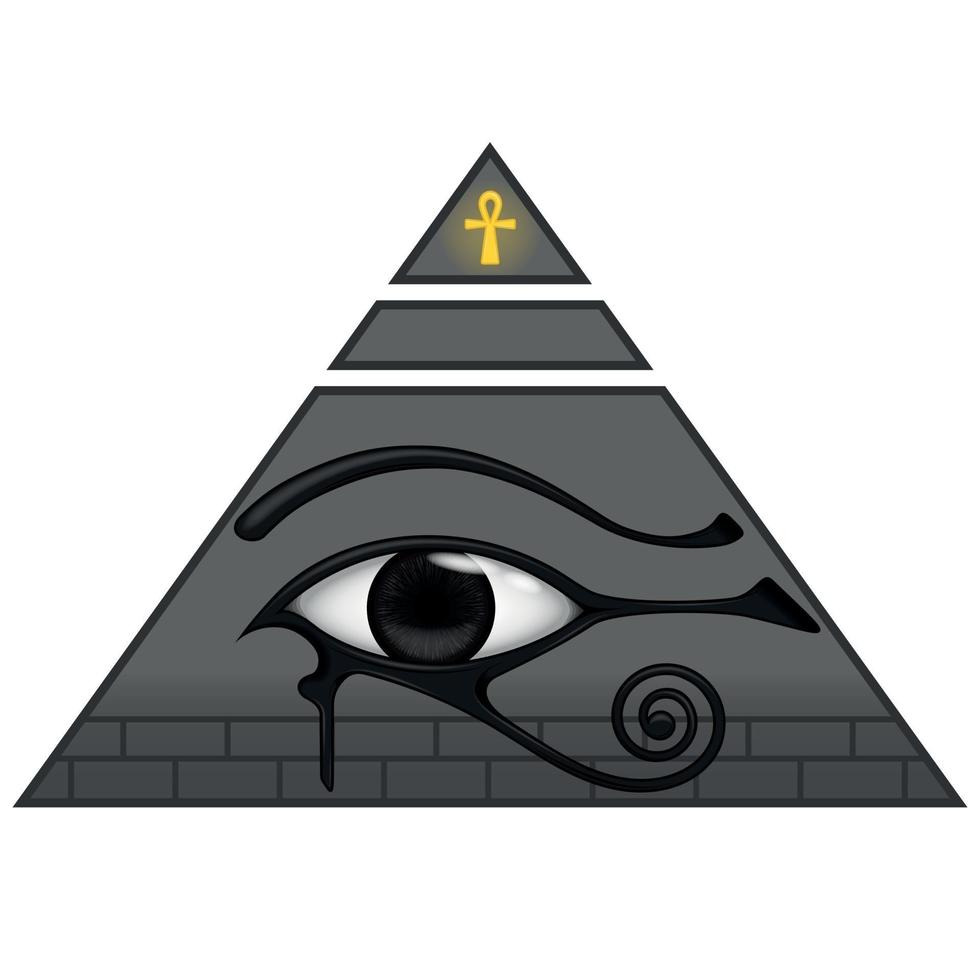 pirámide egipcia antigua con el ojo de horus vector