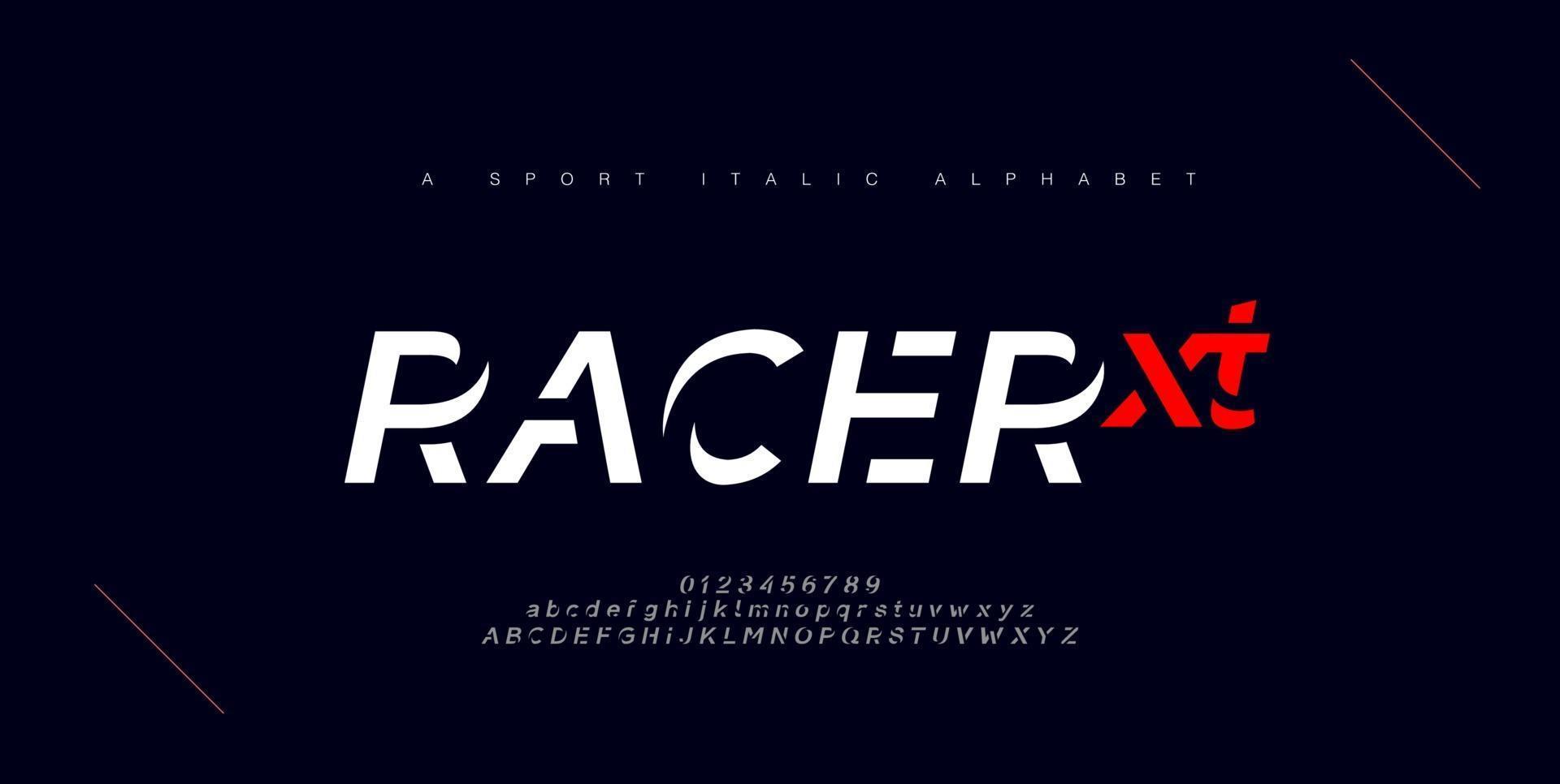 Sport modern urban italic alphabet fonts vector