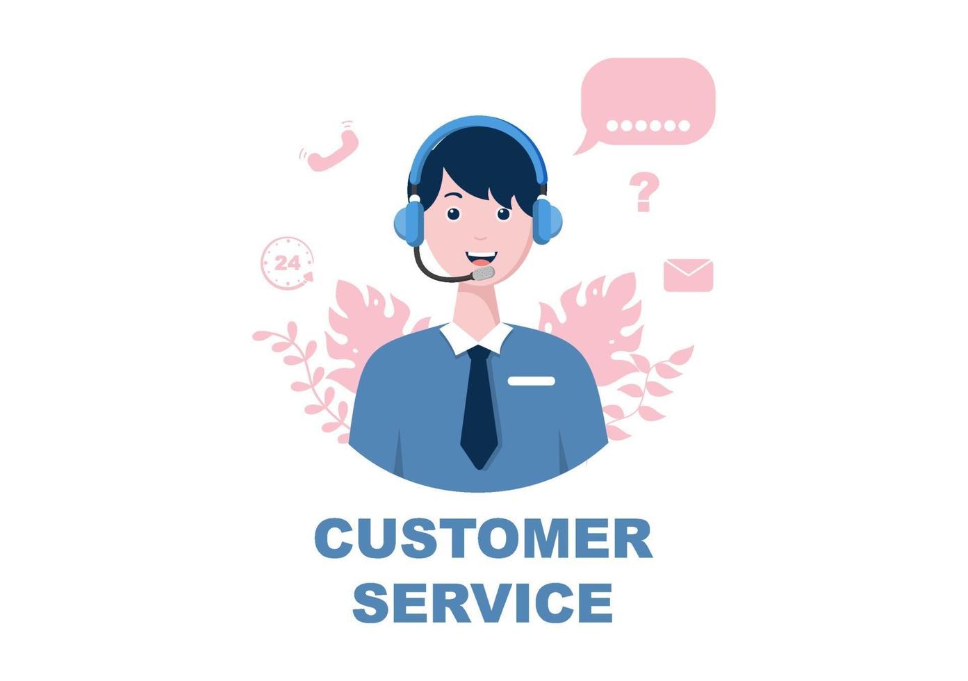 Contact Us Customer Service For Personal Assistant Service, Person Advisor and Social Media Network. Vector Illustration