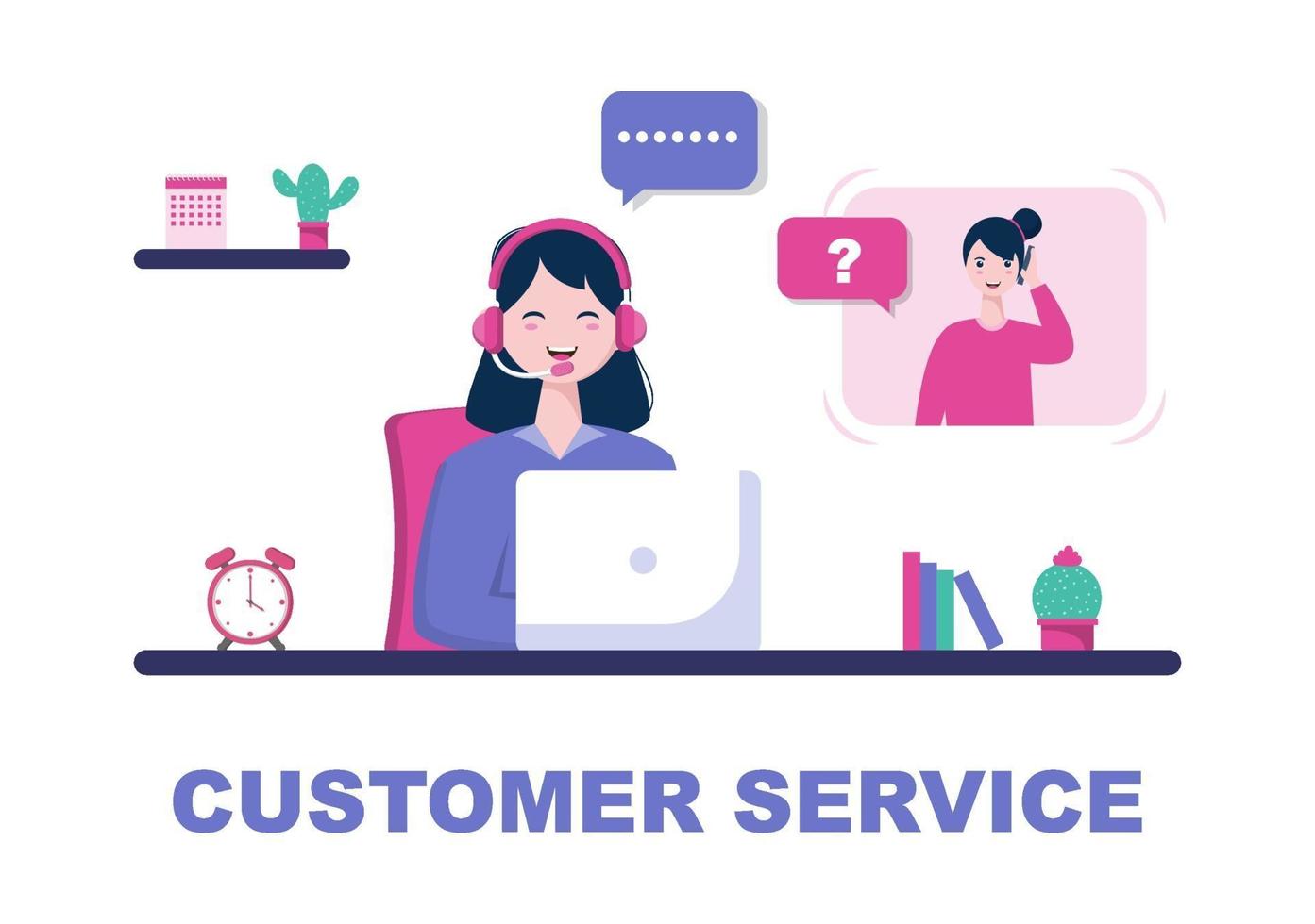 Contact Us Customer Service For Personal Assistant Service, Person Advisor and Social Media Network. Vector Illustration