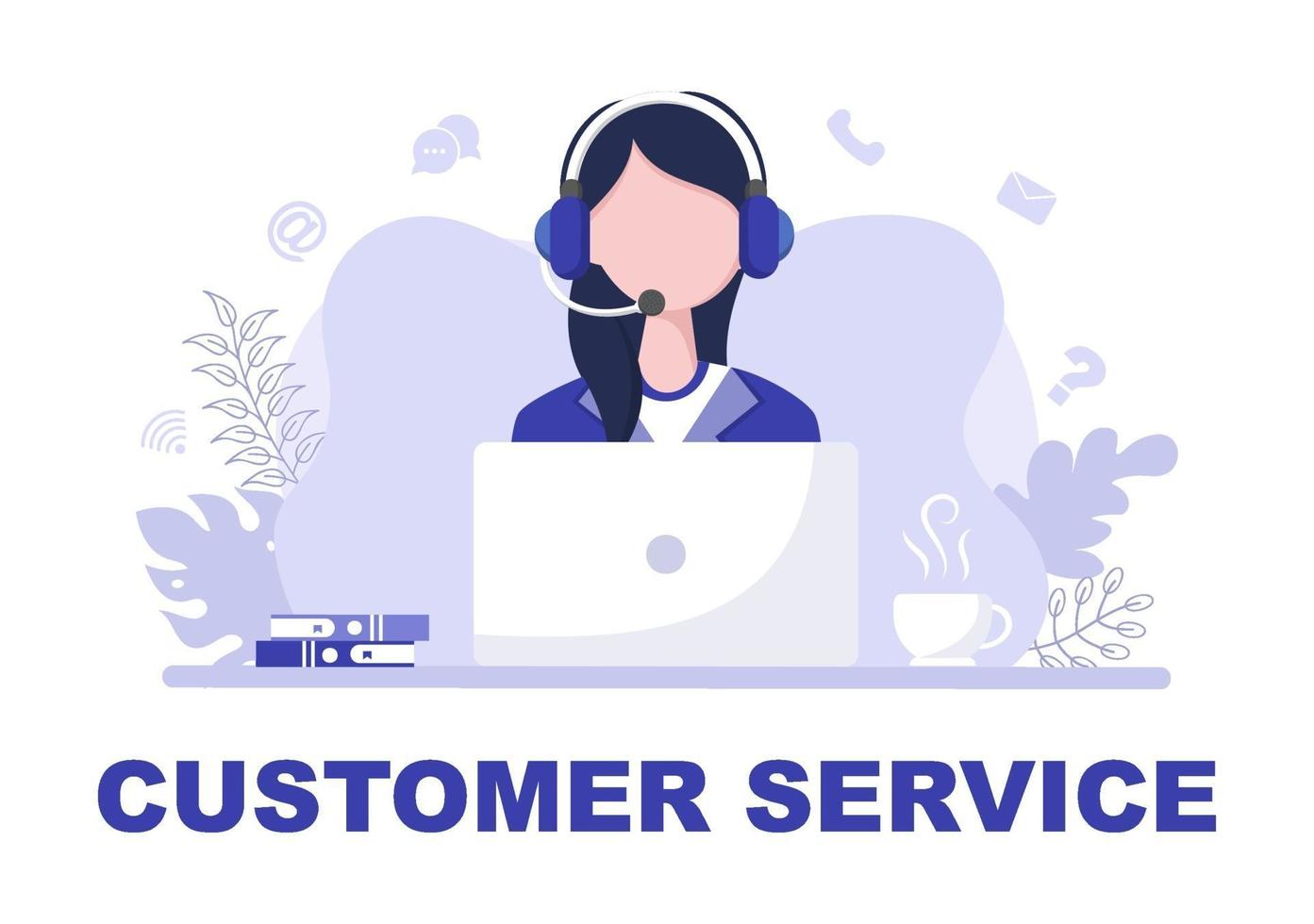Contact Us Customer Service For Personal Assistant Service, Person Advisor and Social Media Network. Vector Illustration
