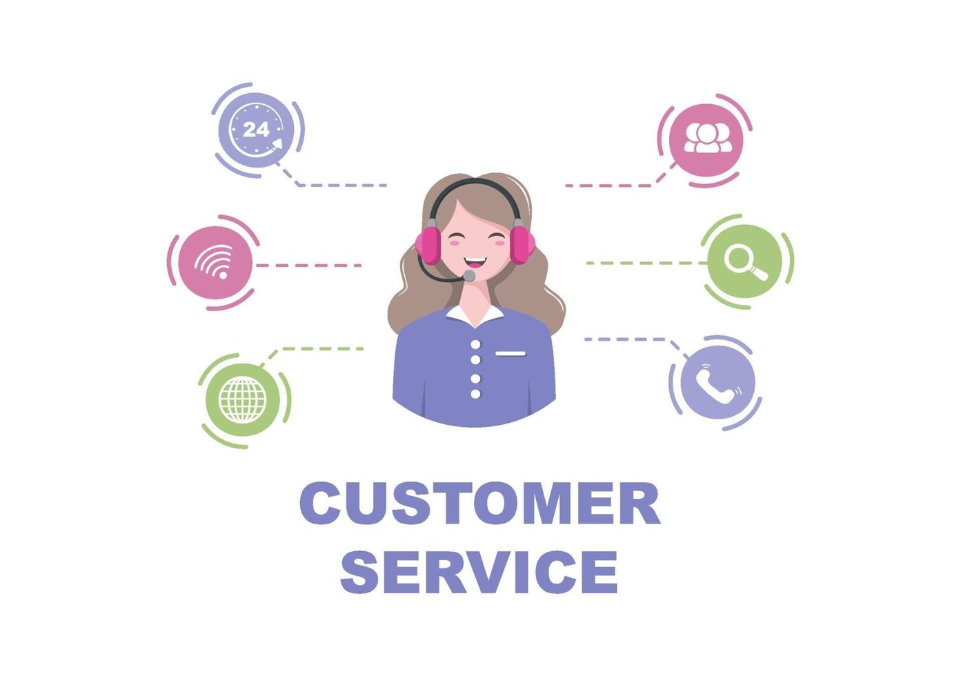 Contact Us Customer Service For Personal Assistant Service, Person Advisor and Social Media Network. Vector Illustration