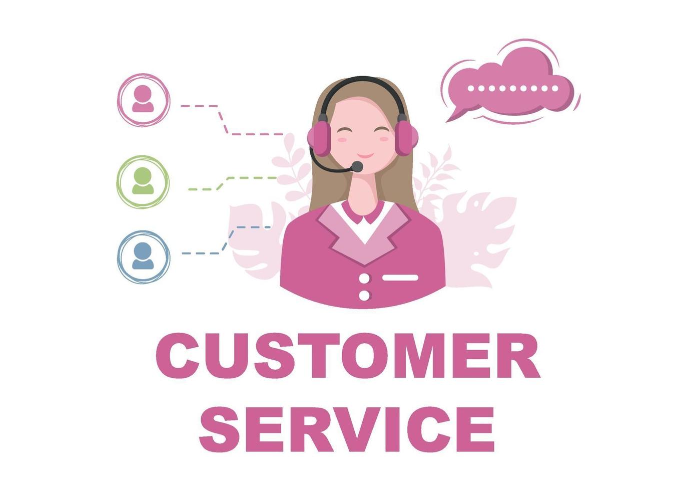 Contact Us Customer Service For Personal Assistant Service, Person Advisor and Social Media Network. Vector Illustration