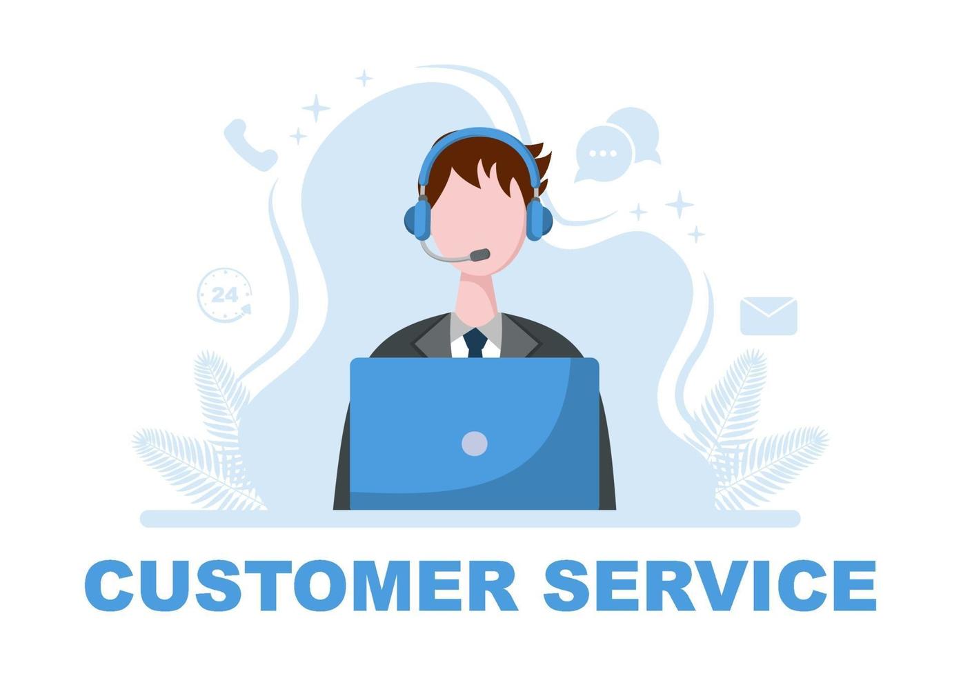 Contact Us Customer Service For Personal Assistant Service, Person Advisor and Social Media Network. Vector Illustration