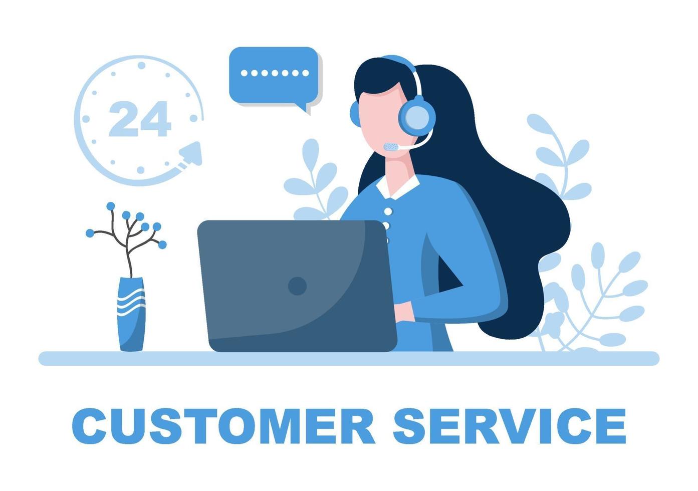 Contact Us Customer Service For Personal Assistant Service, Person Advisor and Social Media Network. Vector Illustration