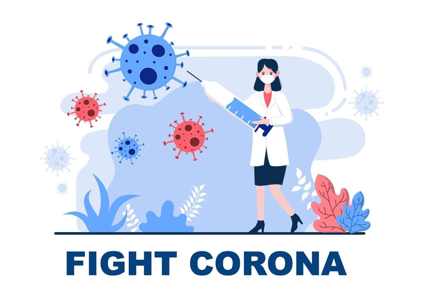Vector Illustration Healthcare Medical People Protecting And Fighting Against The Corona Virus