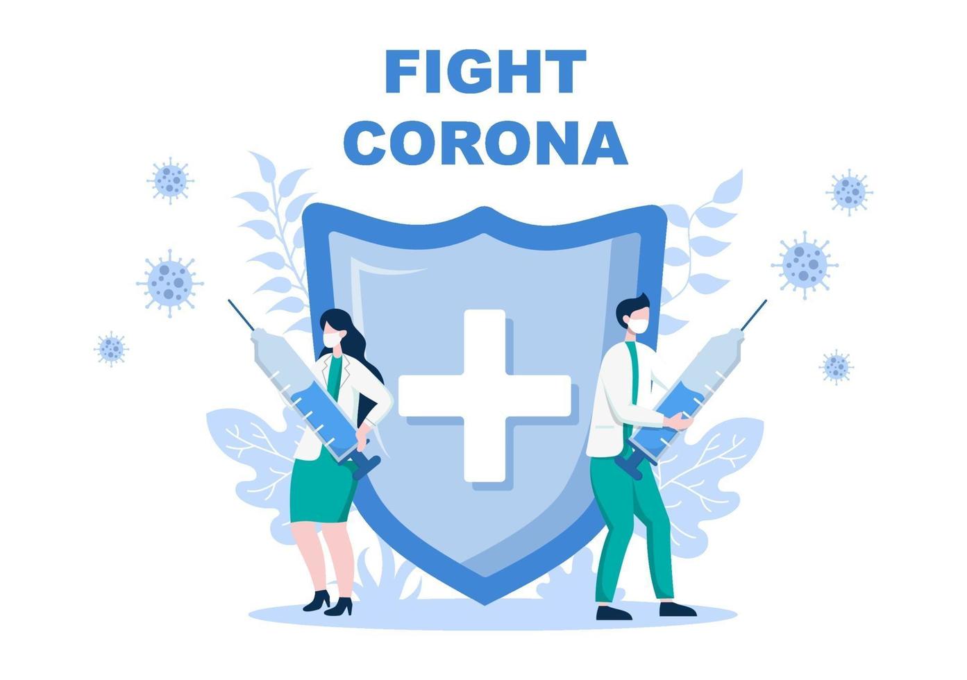 Vector Illustration Healthcare Medical People Protecting And Fighting Against The Corona Virus