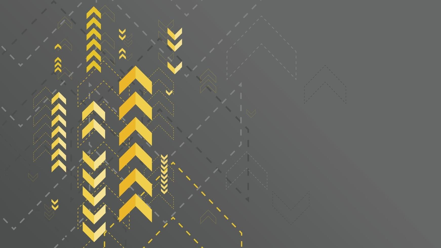 Abstract geometric background with yellow arrows on dark background vector