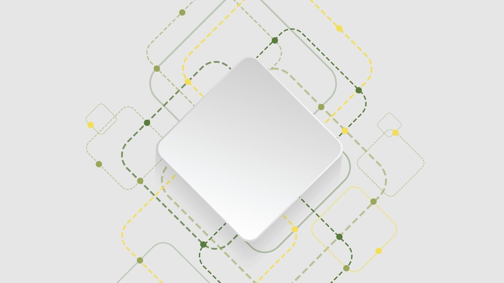 Abstract geometric background with white, green, yellow squares on white background vector
