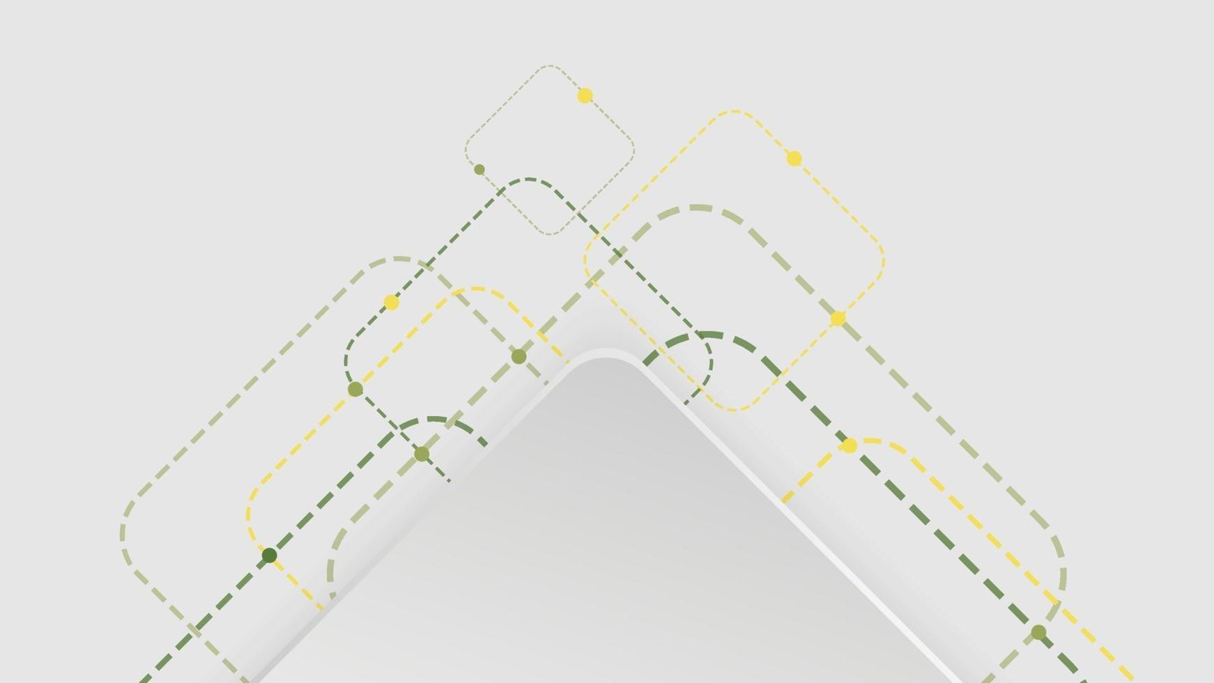 Fondo geométrico abstracto con cuadrados blancos, verdes y amarillos sobre fondo blanco. vector