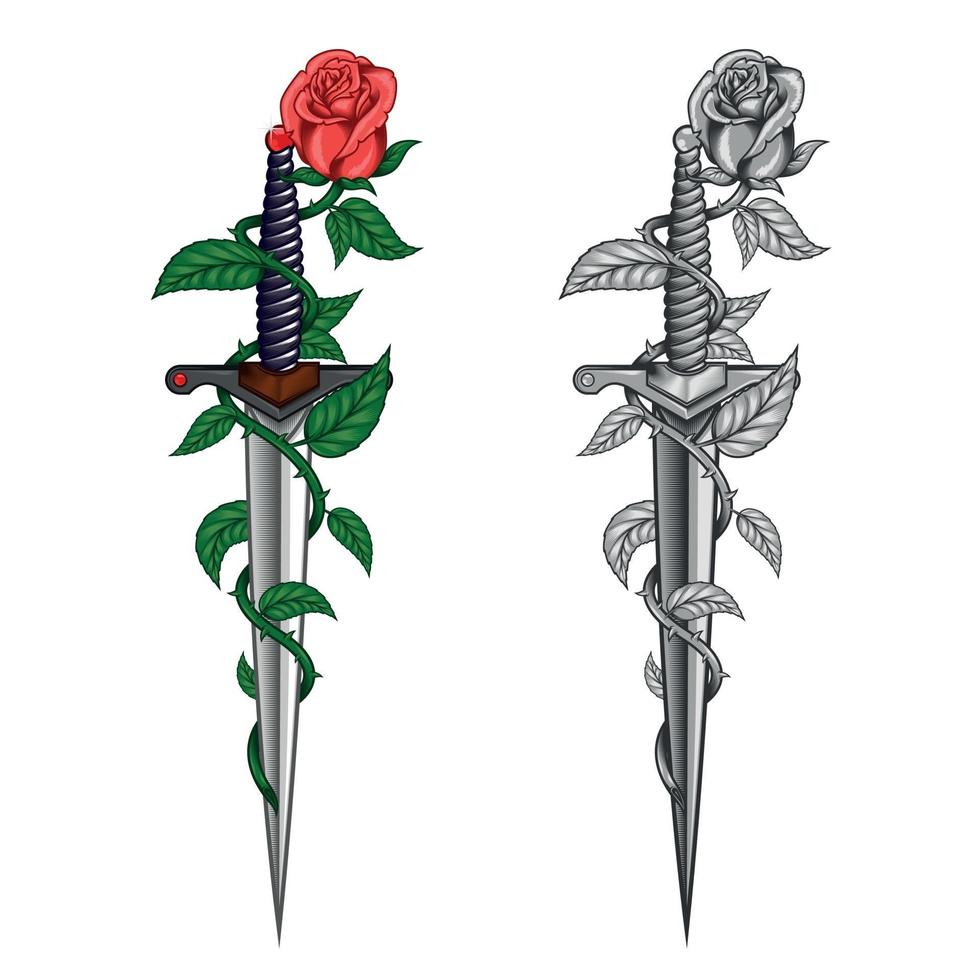 Rose with dagger vector