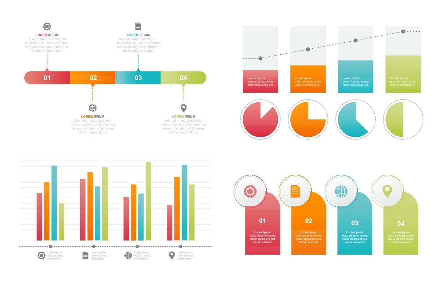 Bar Chart Graph Diagram Statistical Business Infographic Element Set vector