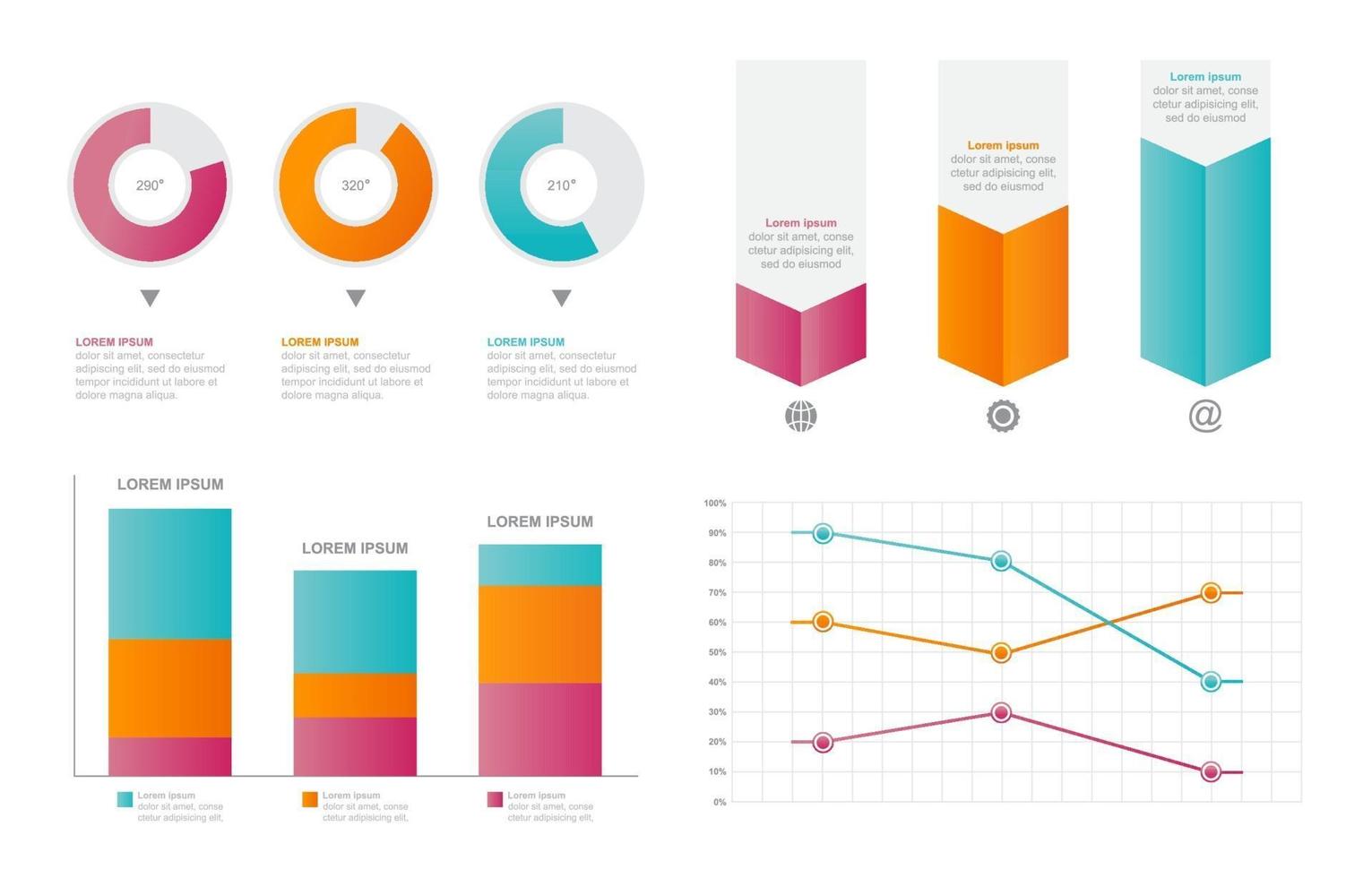 Bar Chart Graph Diagram Statistical Business Infographic Element Set vector