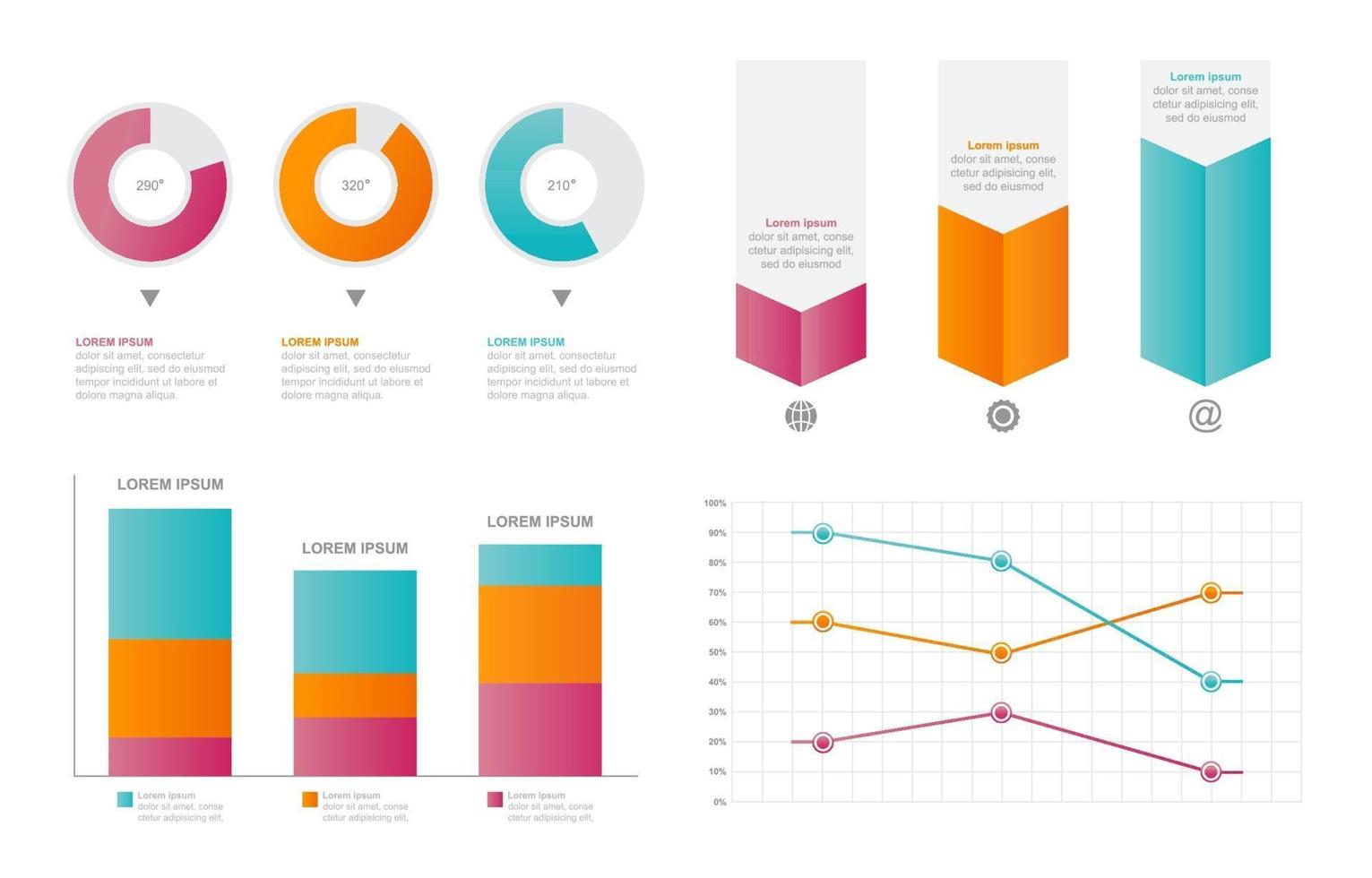 gráfico de barras diagrama de gráfico conjunto de elementos de infografía empresarial estadístico vector